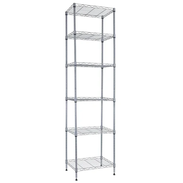 6 Wire Shelving Steel Storage Rack Adjustable Unit Shelves for Laundry Bathroom Kitchen Pantry Closet (Silver - 16.6l x 11.6W x 6