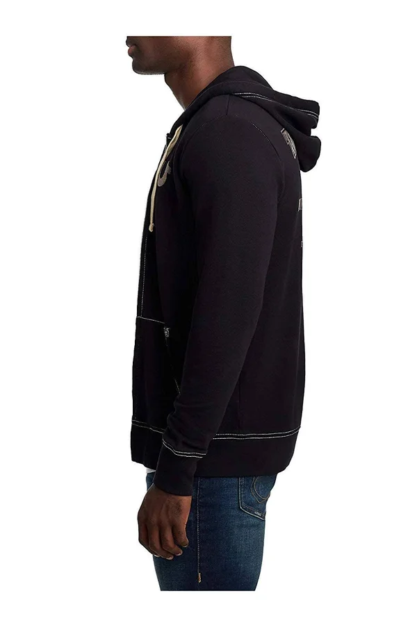 True Religion Men's Classic Logo Zip-Up Hoodie - Black
