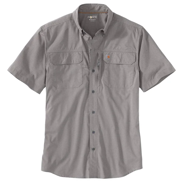 Carhartt Men's Force Lightweight Short Sleeve Plaid Shirt - Asphalt