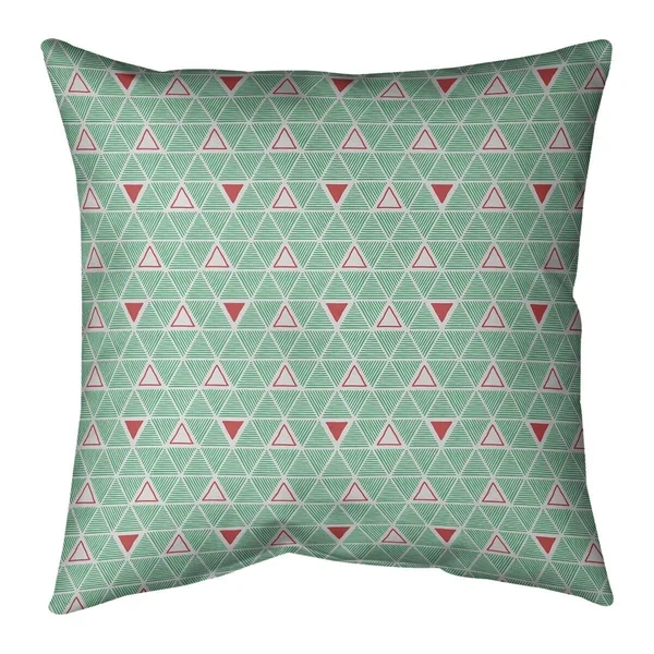 Full Color Hand Drawn Triangles Throw Pillow - 20 x 20 - Purple & Pink - Faux Suede
