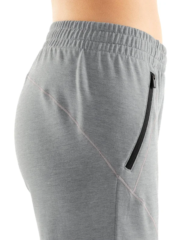 Icebreaker Women's Cool-Lite Momentum 3Q Pant - Large - Fossil, Snow Heather