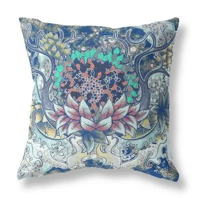 Vase Sunflower Matches Broadcloth Indoor Outdoor Zippered Pillow Blue Gray Yellow Red Bungalow Rose Color: Blue/Aqua/Yellow - Siz