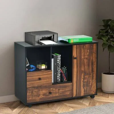 Beth 2-Drawer Mobile Lateral Filing Cabinet Industrial Lodge Home