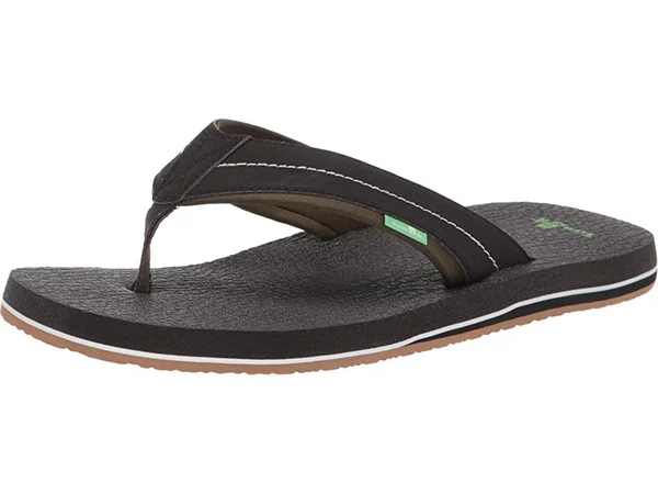 Sanuk Men's Beer Cozy 2 Flip Flops - Black/Dark Olive 12