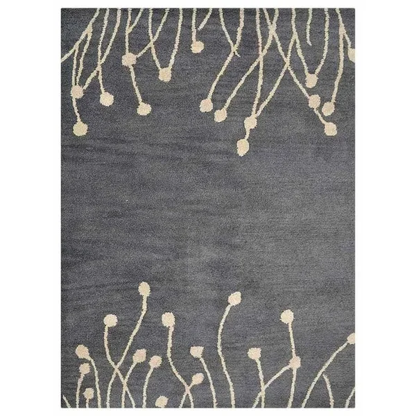 Rugsource Grey/White Indian Hand Tufted Wool Solid Indoor Oriental Area Rug