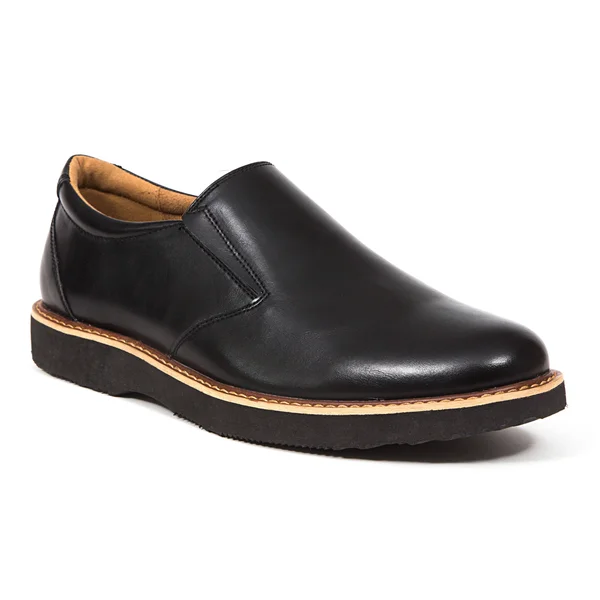 Deer Stags Men's Walkmaster Twin Gore Slip On, Size: 9 Wide, Black