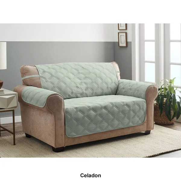 Innovative Textile Solutions 1-Piece Hampton Diamond Secure Fit Sofa Furniture COVER - Celadon