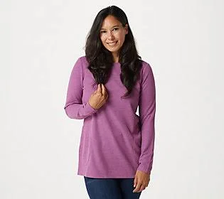 Susan Graver Weekend Waffle Knit Tunic with Pockets, Size XX-Small, Vintage Plum