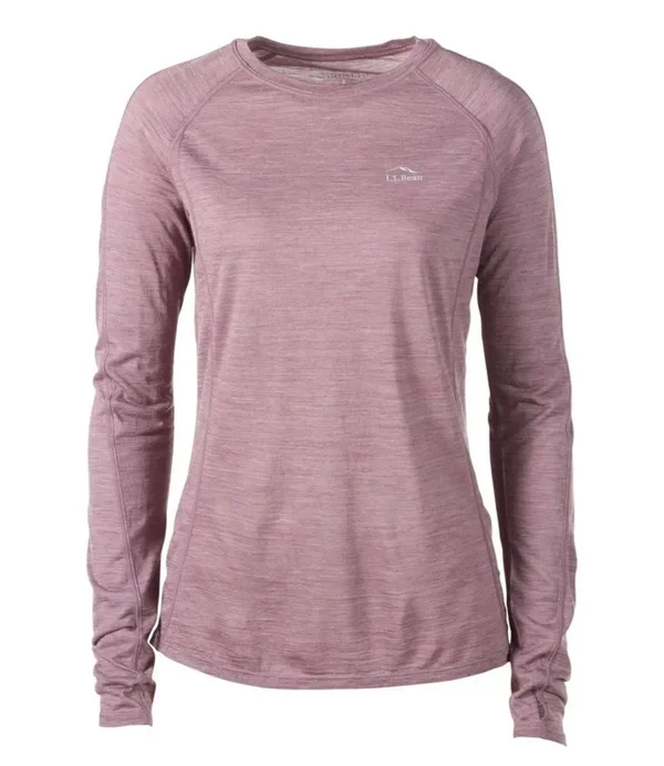 Women's Cresta Wool Ultralight Base Layer - Long Underwear, Long-Sleeve Striped Purple Small, L.L.Bean