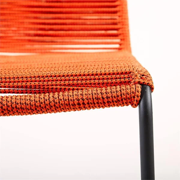 Armen Living Shasta 30 in. Outdoor Metal and Tangerine Rope Stackable Barstool (Set of 2)