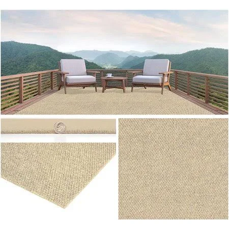 2&x4& Soft Indoor/Outdoor Hobnail Style Area Rugs. Lightweight and Flexible for Easy Cleaning and Transport (Color: Ivory), Size