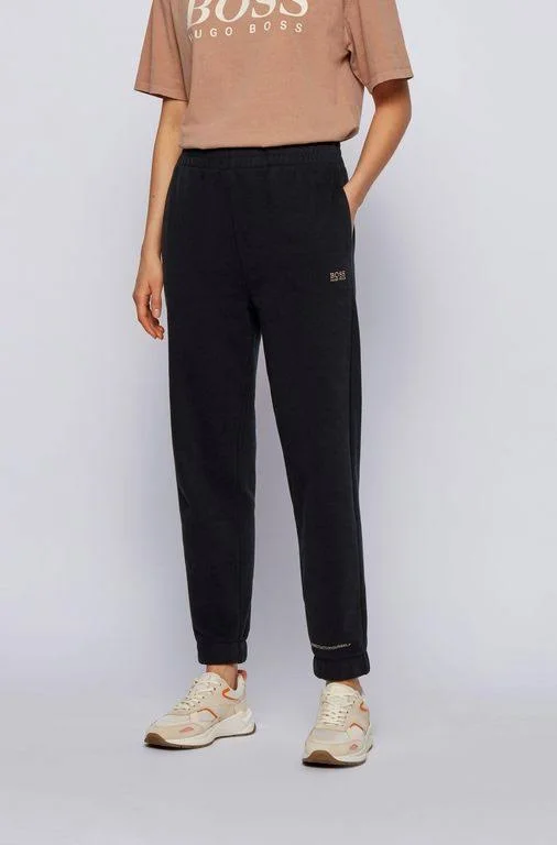 Hugo Boss - Cotton Blend Tracksuit Bottoms with Logo Print - Black