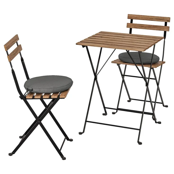 IKEA - T腞NÖ Table+2 Chairs - Outdoor, T腞NÖ Black/Light Brown stained/Fr鰏鰊/Duvholmen Dark Gray