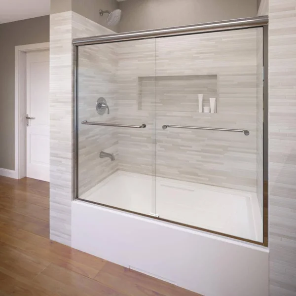 Basco Infinity 57x22 x 58.5x22 Frameless Bypass Sliding Tub Door - Silver