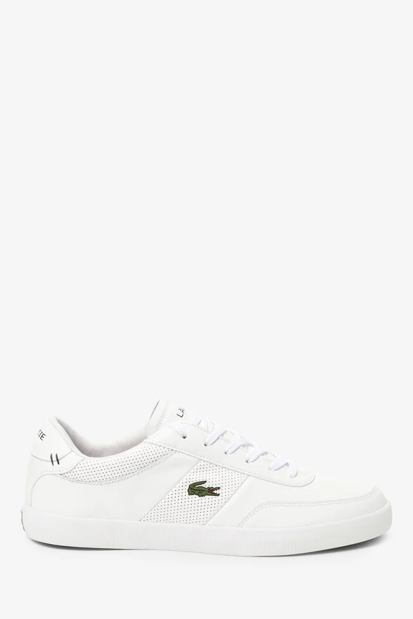 Lacoste Court Master Perf Stripe Sneakers in White Leather