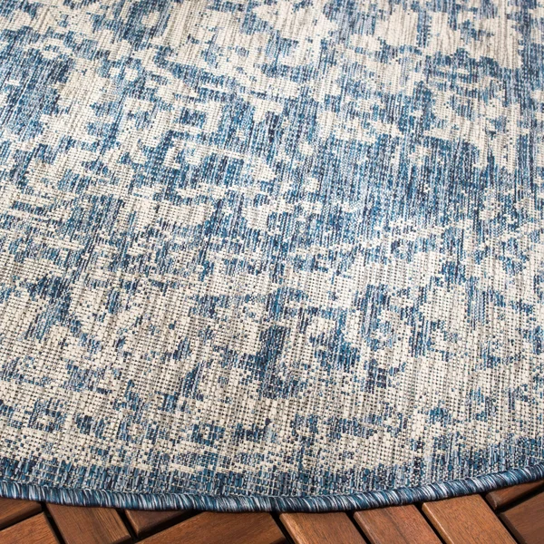 Safavieh Courtyard Collection CY8671-368 Indoor/Outdoor Area Rug - 6& 7x22 Square, Navy/Grey