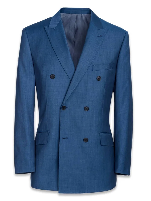 Men's Suit - Classic Fit in Solid Slate Blue Sharkskin, Paul Fredrick