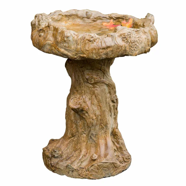 Athena Garden Cast Stone Log Bird Bath Pumpkin Orange
