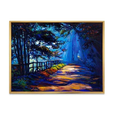 Shadows in The Afternoon on Park Road - Painting on Canvas East Urban Home Format: Gold Floater Frame - Size: 16x22 H x 32x22 W x