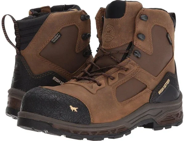Irish Setter Men's Kasota Waterproof 6 inch Side Zip Safety Toe Work Boots, 14 2E, Brown