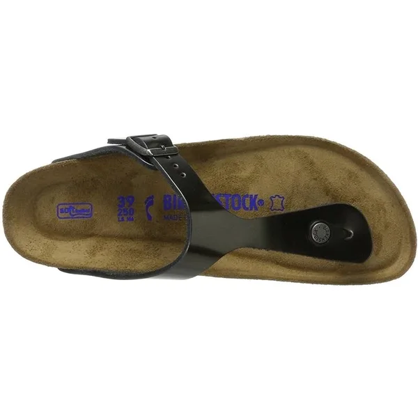 Birkenstock Gizeh Natural Leather Metallic Anthracite Thong Sandals