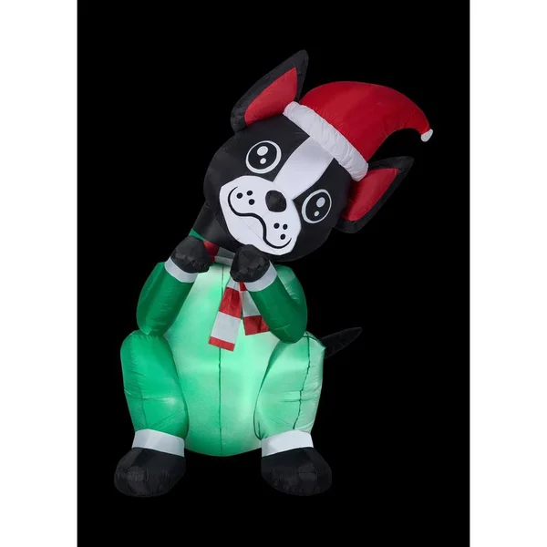 6& Animated Airblown Begging Dog Boston Terrier Christmas Inflatable, 72.05 in x 40.55 in x 63.78 in