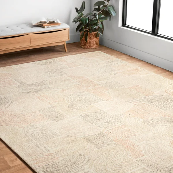 Alexander Home Aubrey Mid-centruy Modern Abstract Area Rug - 2&-3x22 x 3&-9x22 - Peach, Pebble