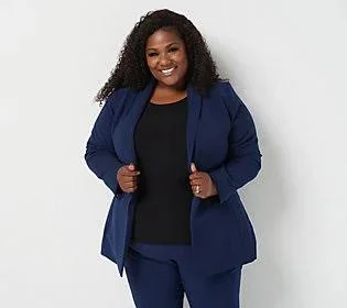 All Worthy Hunter McGrady Shawl Collar One Button Blazer, Size 36, Navy