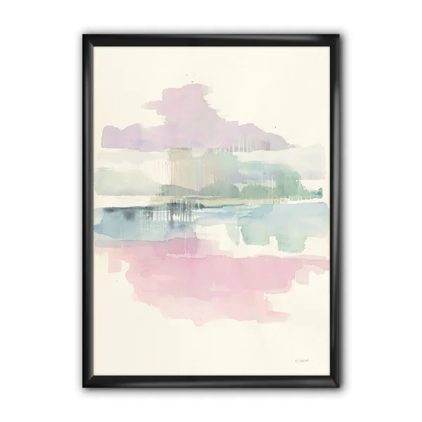 Designart 'Pink Lifting Fog' Shabby Chic Framed Art Print - 34 in. Wide x 44 in. High - Gold