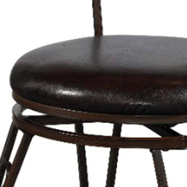 Metal Counter Stool with Leatherette Swivel SEAT - Black and Brown