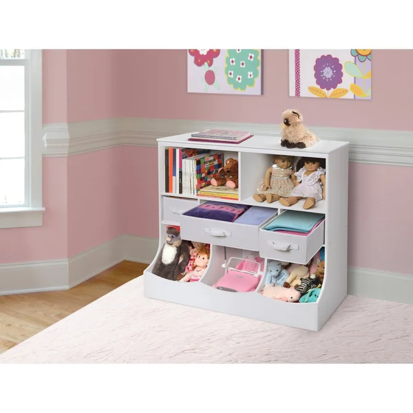 Taylor & Olive Lupine Combo Bin Storage Unit with Three Baskets Espresso/Ecru Baskets Espresso Finish