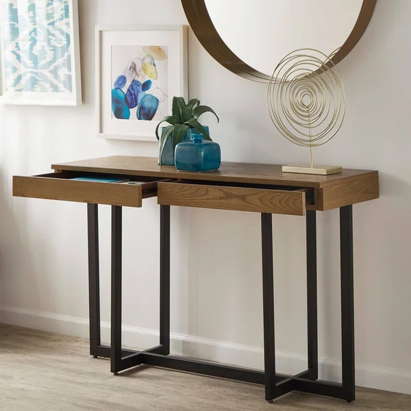 Eldersley Wood Finish Sofa Table with Two Drawers by Inspire Q Modern - Black Finish