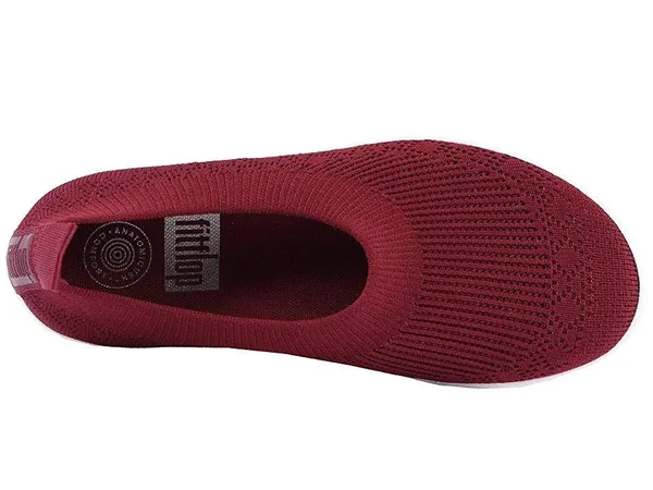 Fitflop Women's Uberknit Slip-On Ballerina Flats Berry 7.5