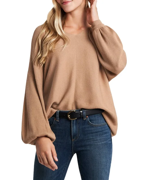 1.State Women's Bubble Sleeve Sweater - White - Size Xxs