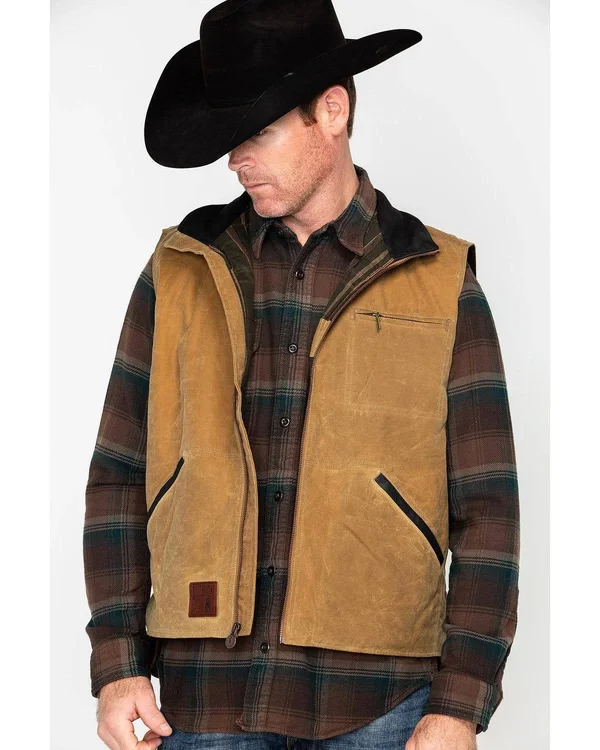 Outback Men's Trading Oilskin Sawbuck Vest, Tan, XL
