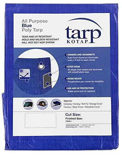 Kotap 100-ft x 100-ft General Purpose Blue Poly Tarp - Item: TRA-10100