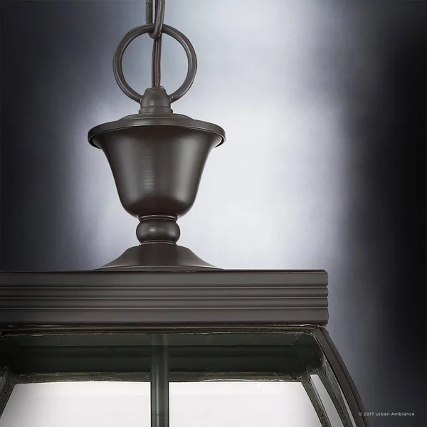 Luxury Colonial Outdoor Pendant Light, Large Size: 20.5x22H x 9x22W, with Transitional Style Elements, Bowed Design, Gorgeous Da