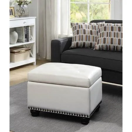 Charlton Home Bernadette Tufted Storage Ottoman Uphostery: Ivory