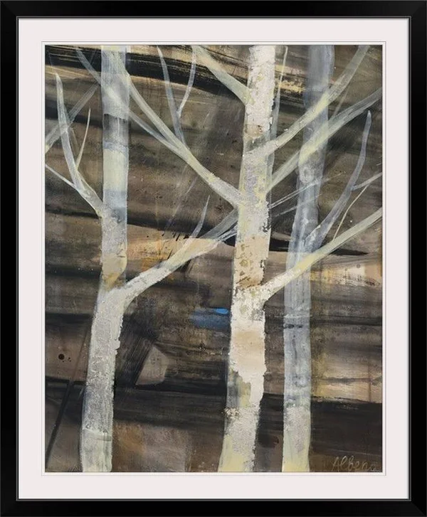 Great Big Canvas Silver Trees III Albena Hristova Painting Print Format: Black Frame - Size: 35x22 H x 29x22 W x 1x22 D