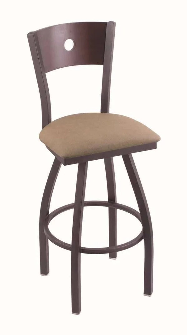 Holland Bar Stool 830 Voltaire 25x22 Counter Stool with Pewter Finish, Rein Thatch SEAT, Dark Cherry Oak BACK, and 360 Swivel 83