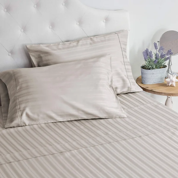 Welhome Bone Luxury Damask Stripe Sheet Set