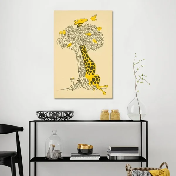 Jay Fleck Canvas Art Prints - Friends in High places ( Animal Art > wildlife > Giraffes art)