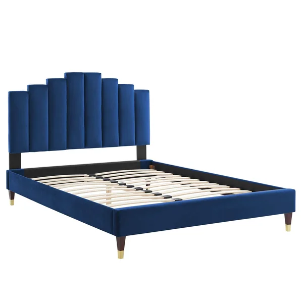 Modway MOD-6874-PNK Pink Elise Full Performance Velvet Platform Bed