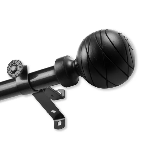 InStyleDesign Desmond Adjustable Curtain Rod - 120-170 inch - Black