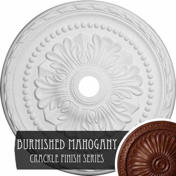 31 1/2x22OD x 3 5/8x22ID x 1 3/4x22P Palmetto Ceiling Medallion (Fits Canopies Up to 7 5/8x22) - Hand-Painted Burnished Mahogany