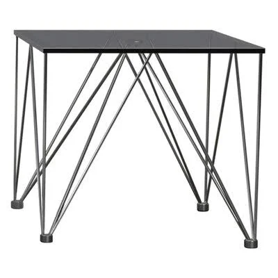 Quintanar Square End Table with Glass Top Chrome and Grey by Coaster Corrigan Studio