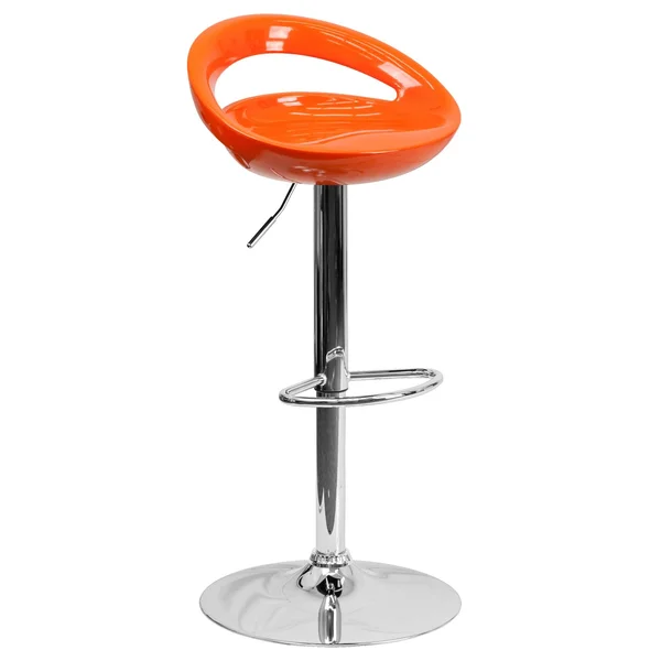 Fu0026F Furniture Group 38.75x22 Orange Adjustable Height Barstool with Rounded Cutout Back