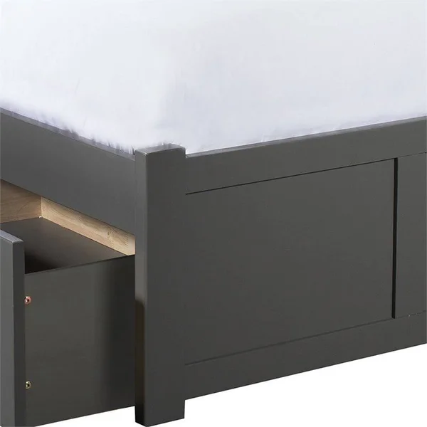 Atlantic Mission Platform Bed W/FLAT Panel Footboard & 2 Urban Bed Drawers in Atlantic Grey Twin XL