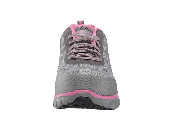 Skechers Women's Work Sure Track Saquenay Alloy Toe Shoe - Size: 5.5, Gray/Pink