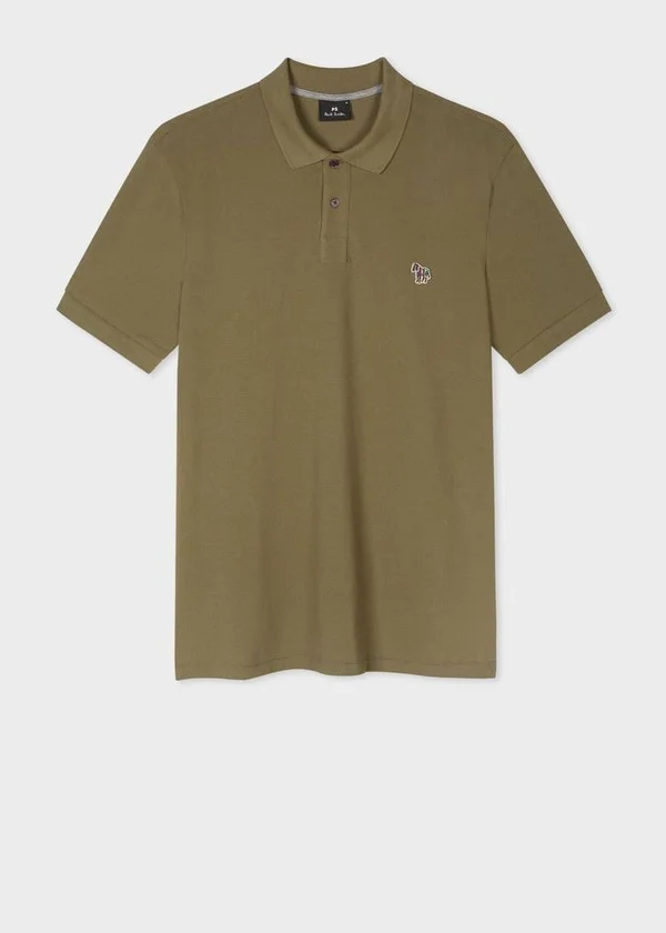 Paul Smith Organic Cotton-Pique Zebra Polo Shirt, Khaki, M2R-183KZ